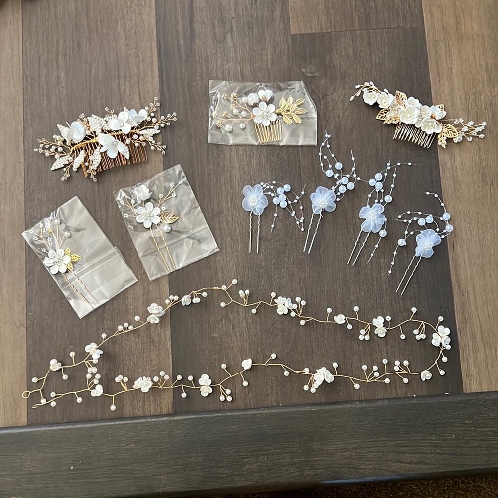 White Bridal Hair Combs and Pins
